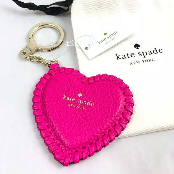 kate spade Accessories - New! Kate Spade Hot Pink Heart Leather Keychain